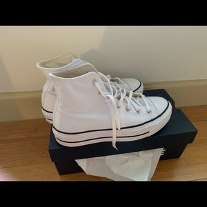 White high top platform converse